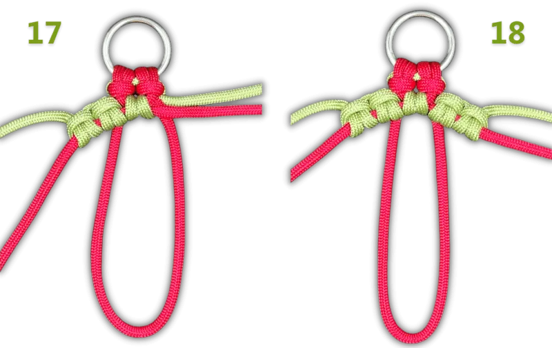Key chain flower paracord tutorial step 17 and 18