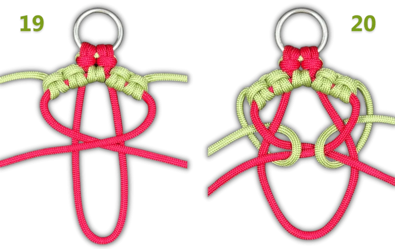 Flower key chain paracord step by step tutorial step 19 and 20