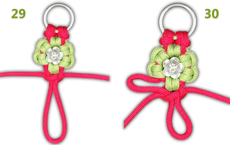 Keychain flower paracord tutorial step 29 and 30