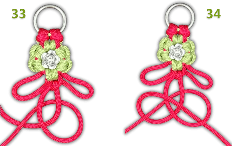 Paracord keychain tutorial flower key chain step 33 and 34