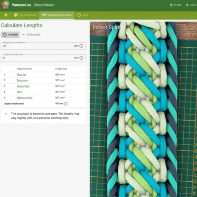 Calculating how much paracord you need in the MatchMaker length calculator