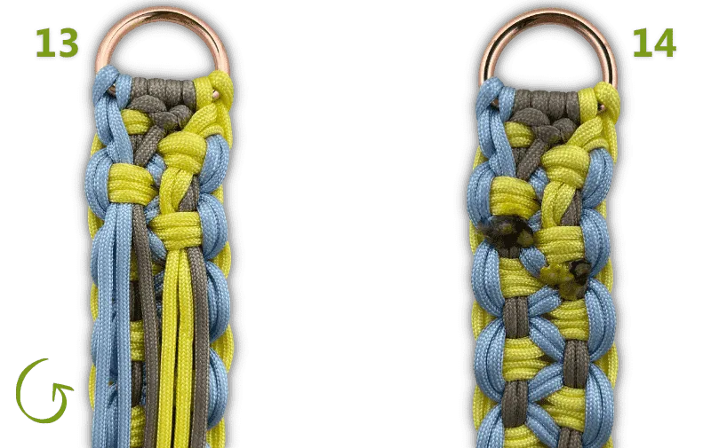 Backstitching paracord tutorial Double KBK Bar step 13 and 14