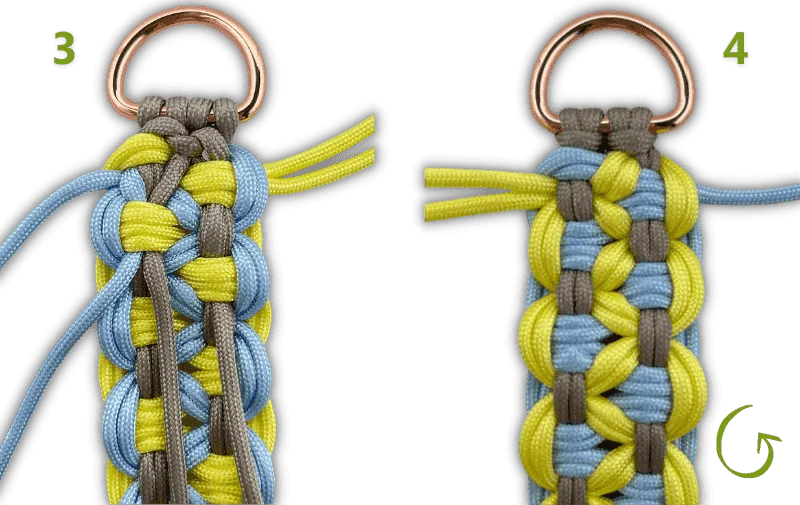 Paracord tutorial finishing off Double KBK Bar step 3 and 4