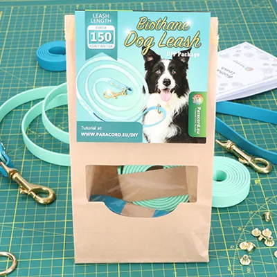 DIY kit for making a dog leash from biothane with two colours
