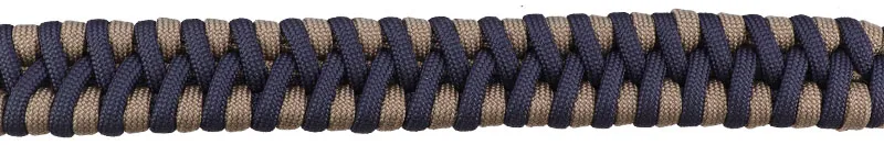 Zawbar knot in two colours cord, blue and beige, used for a bracelet