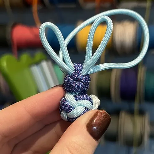 Easter bunny out of two colours paracord as keychain or pendant