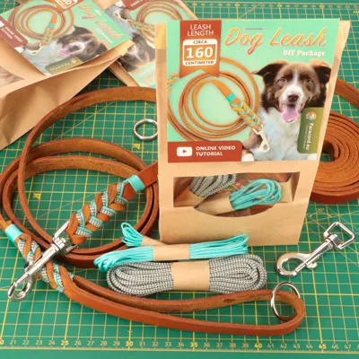 Kit and all materials to make a leather lead on a green cutting mat
