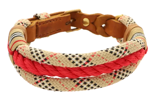 Collar made of dog leash rope and PPM and closed with a brown leather adapter