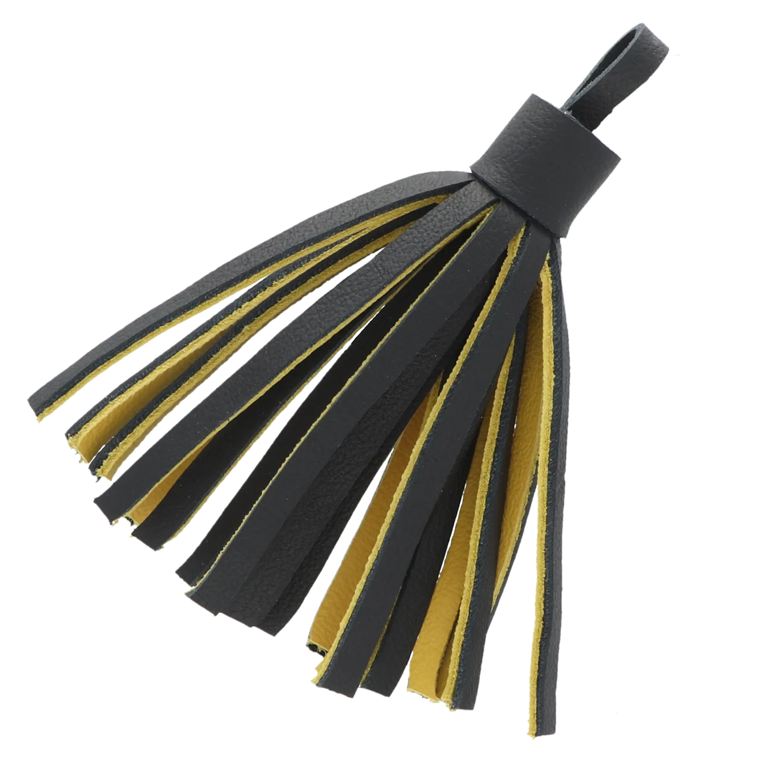 Tutorial yellow black leather tassel nappaleather