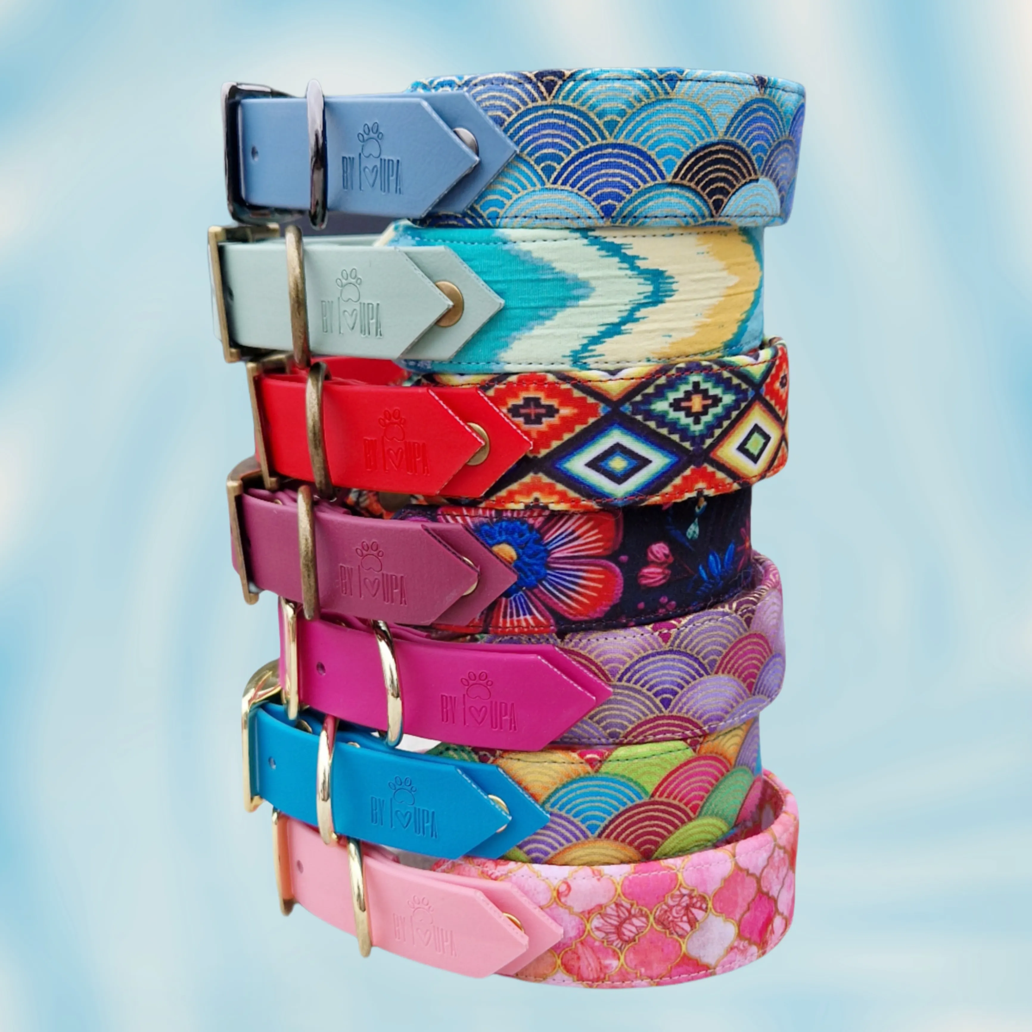 Stack collars made of fabric and biothane